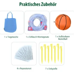 Hüpfburg mit Wasserrutsche Kletterwand 4 Sprinklern 2 Wasserwerfern & Planschbecken (ohne Gebläse)