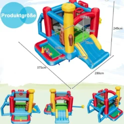 Hüpfburg Spielburg im Baseball-Thema für Kinder mit Bällebad & Rutsche & Meeresbällen 280 x 375 x 249 cm