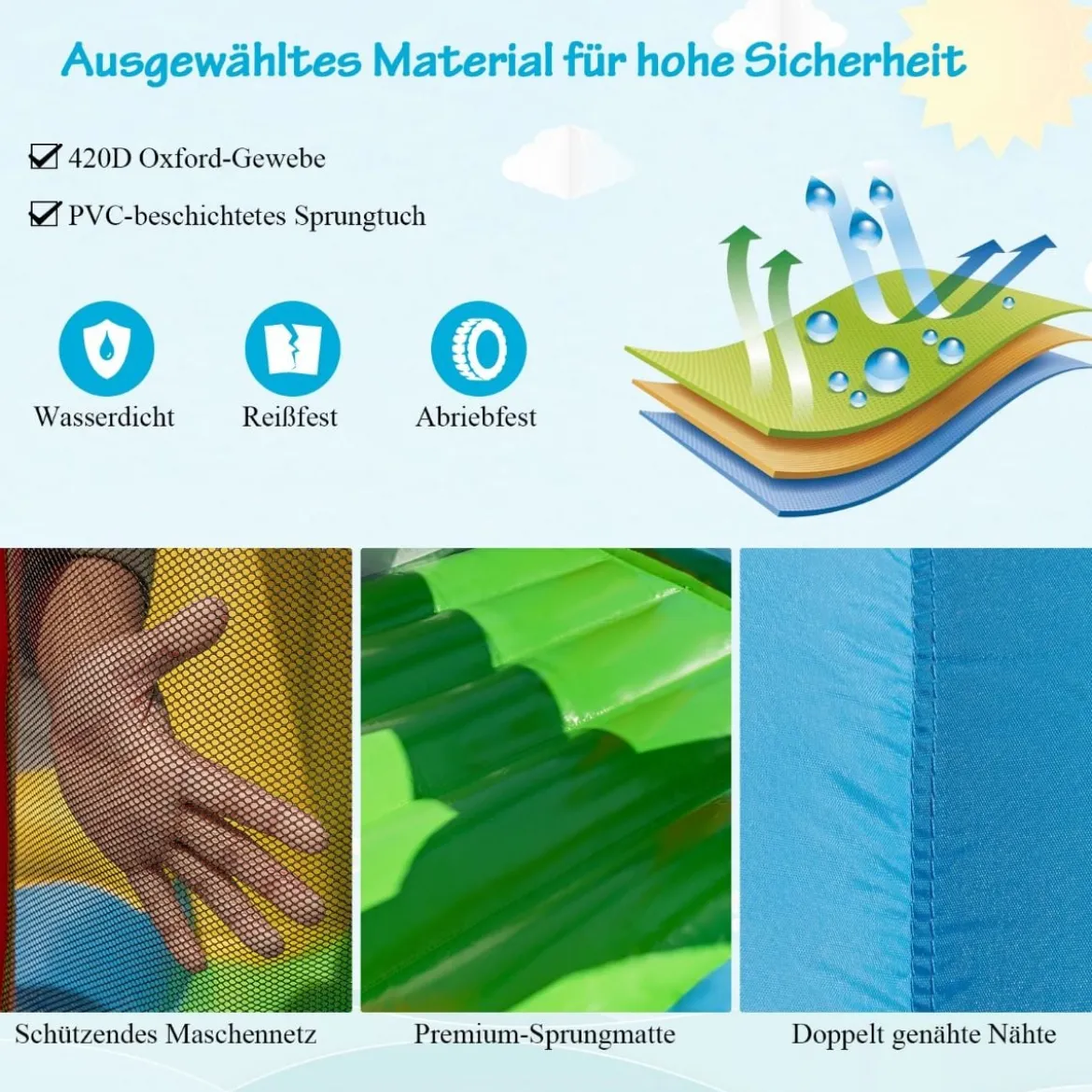 Hüpfburg Spielburg im Baseball-Thema für Kinder mit Bällebad & Rutsche & Meeresbällen 280 x 375 x 249 cm