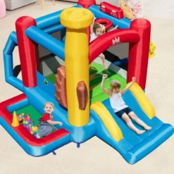 Hüpfburg Spielburg im Baseball-Thema für Kinder mit Bällebad & Rutsche & Meeresbällen 280 x 375 x 249 cm