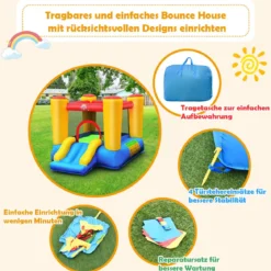 Hüpfburg und 300W Gebläse Kombination mit Rutsche Aufblasbares Outdoor Trampolin Spielburg 294x283x169cm