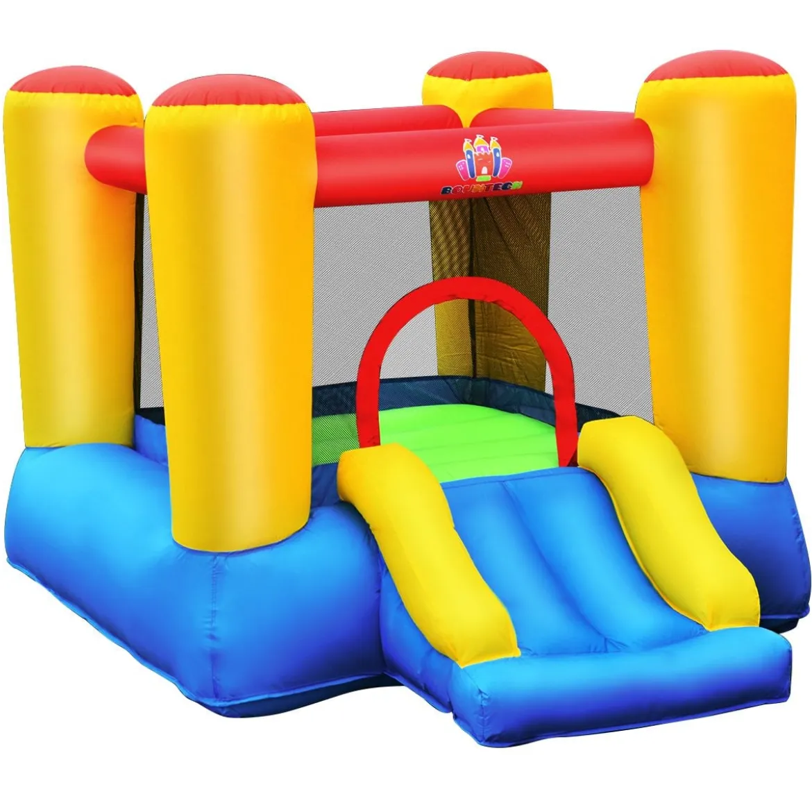 Hüpfburg und 300W Gebläse Kombination mit Rutsche Aufblasbares Outdoor Trampolin Spielburg 294x283x169cm