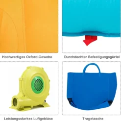Hüpfburg Wasserpark mit Zwei Rutschen Kletterwand 400 x 361 x 255 cm (Ohne Gebläse)