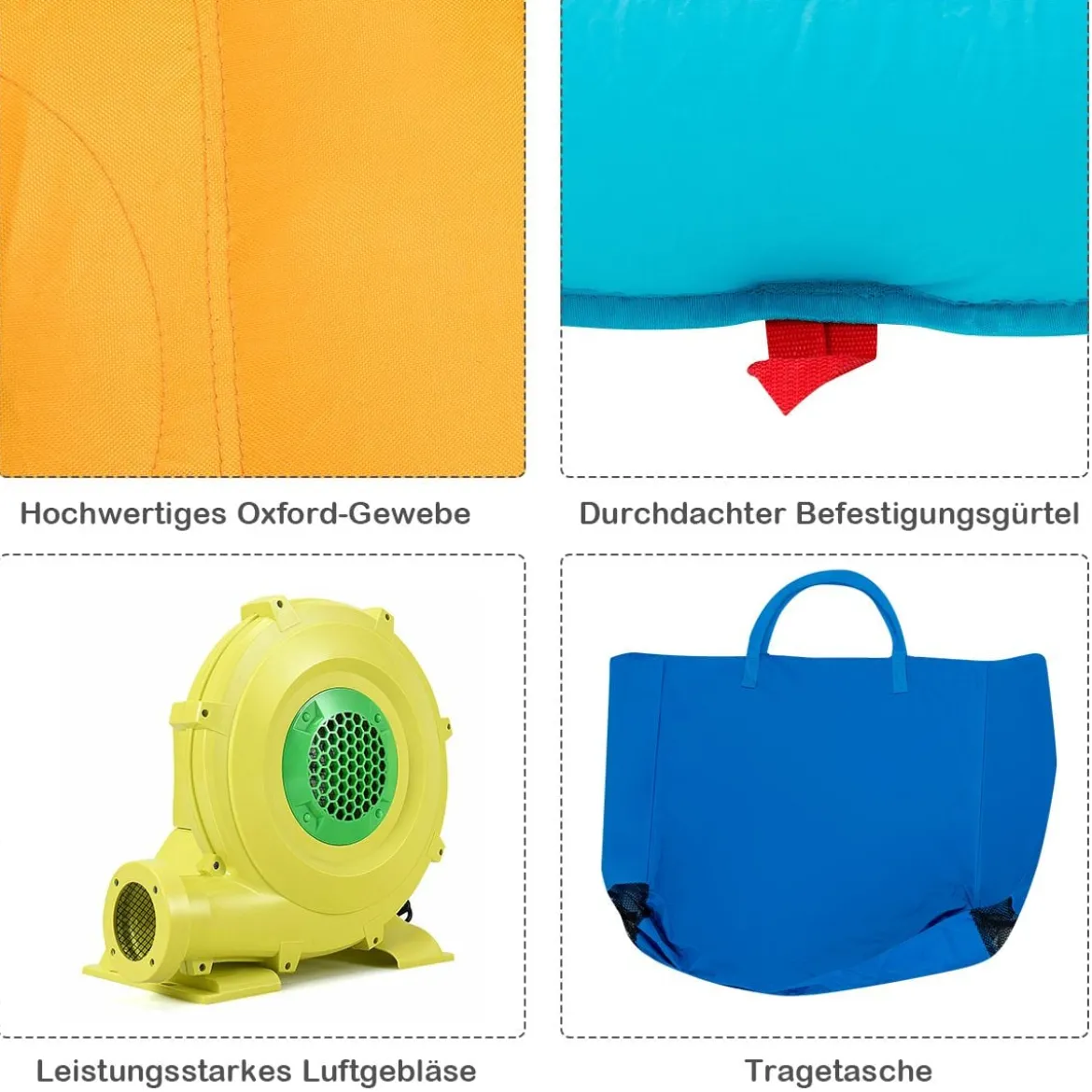 Hüpfburg Wasserpark mit Zwei Rutschen Kletterwand 400 x 361 x 255 cm (Ohne Gebläse)