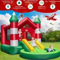 Hüpfburg Weihnachtliches Aufblasbares Kinderschloss mit Rutsche (ohne Gebläse)390 x 210 x 220 cm