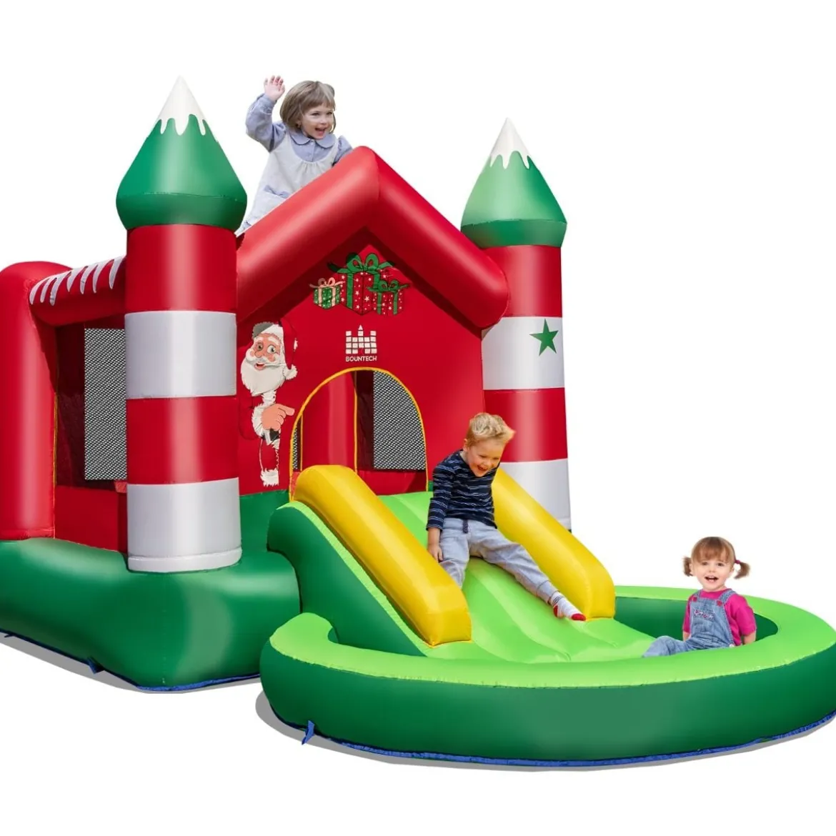 Hüpfburg Weihnachtliches Aufblasbares Kinderschloss mit Rutsche (ohne Gebläse)390 x 210 x 220 cm