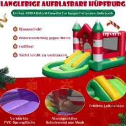 Hüpfburg Weihnachtliches Aufblasbares Kinderschloss mit Rutsche und Gebläse 390 x 210 x 220 cm