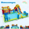 Hüpfburg + 680W Gebläse Set Wasserhüpfburg mit Wasserrutsche & Kletterwand & Planschbecken