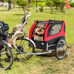 Hundeanhänger für Fahrrad Haustieranhänger für Fahrrad 40 kg Belastbar Rot