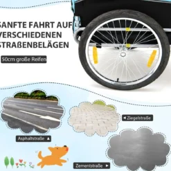 Hundeanhänger für Fahrrad Haustieranhänger für Fahrrad 40 kg Belastbar Blau
