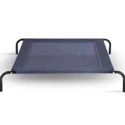 Hundebett Garten Hundeliege Liegeplatz draußen Hundesofa Grau 110 x 80 x 18 cm Metall