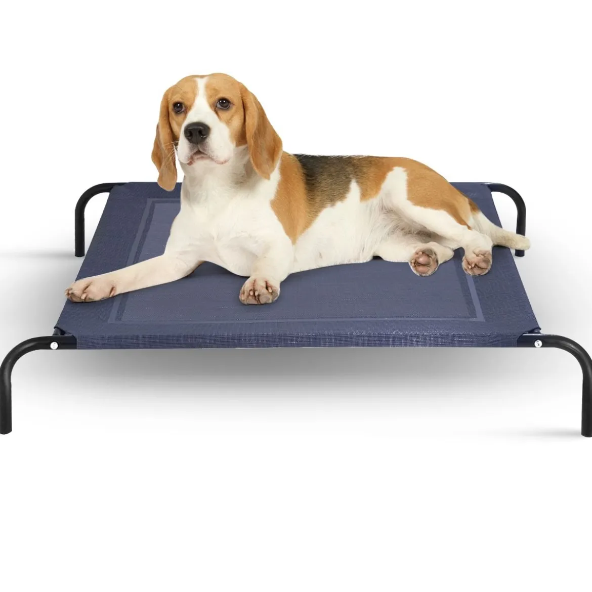 Hundebett Garten Hundeliege Liegeplatz draußen Hundesofa Grau 110 x 80 x 18 cm Metall