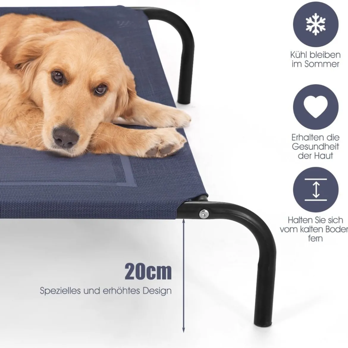 Hundebett Hundeliege outdoor Haustierbett Hund 130 x 90 x 20 cm Grau