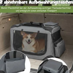 Hundebox Faltbar Tragbare Hundetransportbox mit Netzfenstern 3 Türen Abnehmbarem Polster S