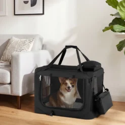 Hundebox Faltbar Tragbare Hundetransportbox mit Netzfenstern 3 Türen Abnehmbarem Polster S