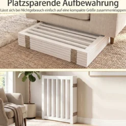 Hundegitter Holz Faltbares Haustiergitter mit 3 Stützfüßen 6-Teiliges Schutzgitter Absperrgitter 60 cm Hoch