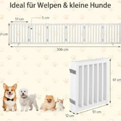 Hundegitter Holz Faltbares Haustiergitter mit 3 Stützfüßen 6-Teiliges Schutzgitter Absperrgitter 60 cm Hoch
