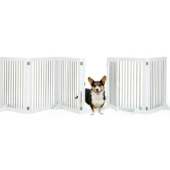 Hundegitter Laufstall Freistehender Hundezaun mit 6 Paneelen 366 x 80 cm Weiß