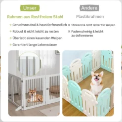 Hundegitter Laufstall Freistehender Hundezaun mit 6 Paneelen 366 x 80 cm Weiß