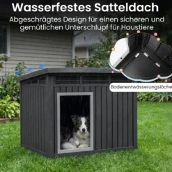 Hundehütte für Indoor & Outdoor Wetterfestes Hundehaus mit Aufklappbarem Schrägdach
