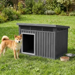 Hundehütte für Indoor & Outdoor Wetterfestes Hundehaus mit Aufklappbarem Schrägdach