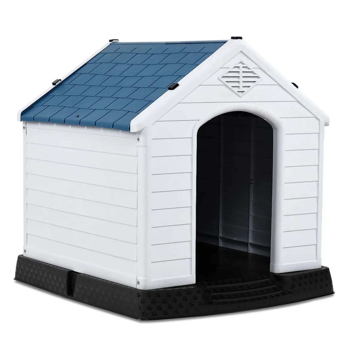 Hundehütte Hundehaus Hundehöhle mit Erhöhtem Boden Blau und Weiß