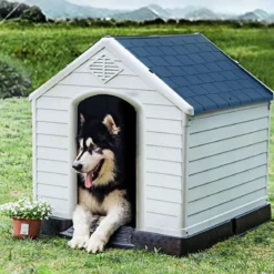 Hundehütte Hundehaus Hundehöhle mit Erhöhtem Boden Blau und Weiß