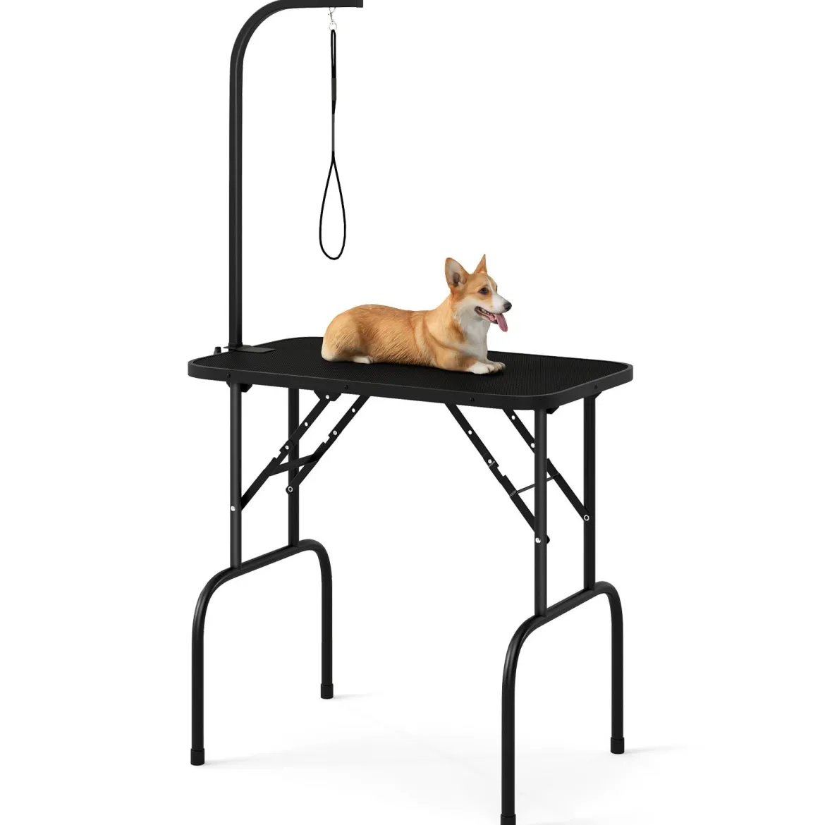 Hundepflegetisch klappbar Haustierpflegetisch höhenverstellbar Trimmtisch mit Schlingen Schwarz 80,5 x 46 x 76,5 cm
