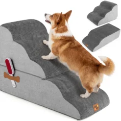 Hundetreppe 5 Stufen 50 cm Hoch Haustiertreppe Hundetreppe für Kleine Hunde Grau