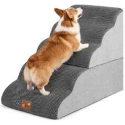 Hundetreppe 5 Stufen 50 cm Hoch Haustiertreppe Hundetreppe für Kleine Hunde Grau
