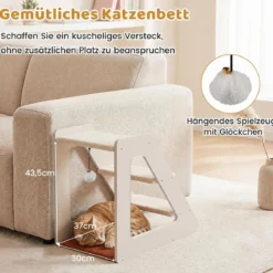 Hundetreppe 3 Stufen Katzentreppe mit Bequemem Katzenbett für Kleine Hunde und Katzen 54 x 33 x 48 cm