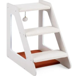 Hundetreppe 3 Stufen Katzentreppe mit Bequemem Katzenbett für Kleine Hunde und Katzen 54 x 33 x 48 cm