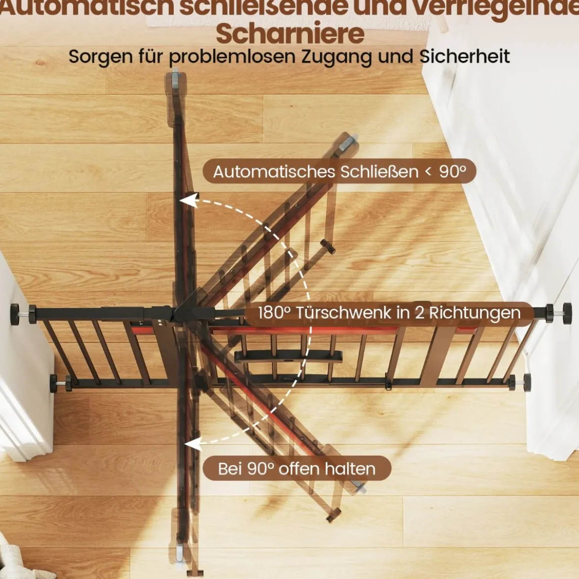 Hunde Türschutzgitter mit Kleiner Tür Metall Absperrgitter ohne Bohren Schutzgitter Schwarz