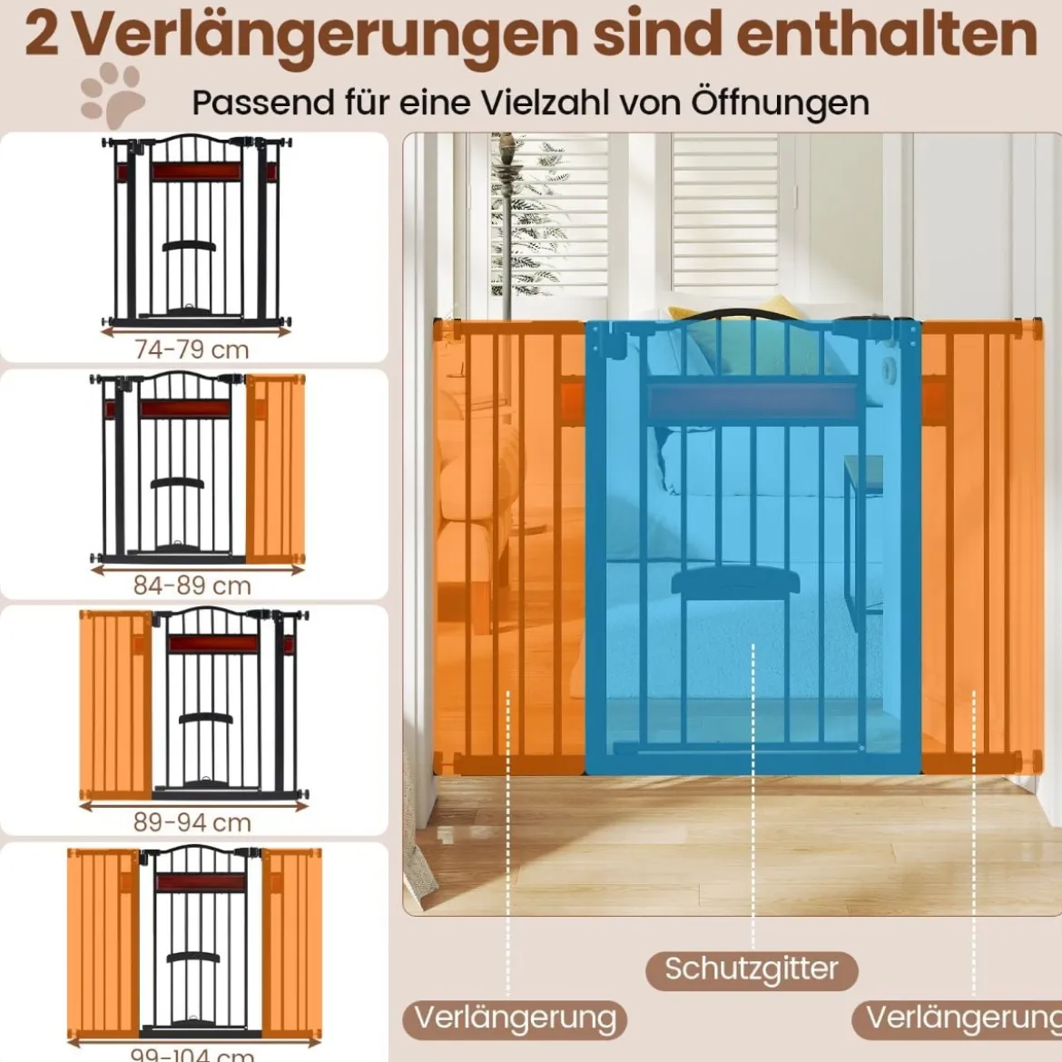 Hunde Türschutzgitter mit Kleiner Tür Metall Absperrgitter ohne Bohren Schutzgitter Schwarz