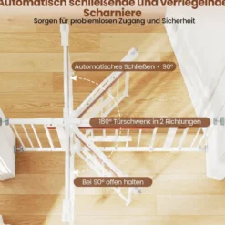 Hunde Türschutzgitter mit Kleiner Tür Metall Absperrgitter ohne Bohren Schutzgitter Weiß