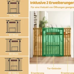 Hunde Türschutzgitter Türgitter ohne Bohren Schutzgitter mit Kleiner Tür Hundegitter Schwarz