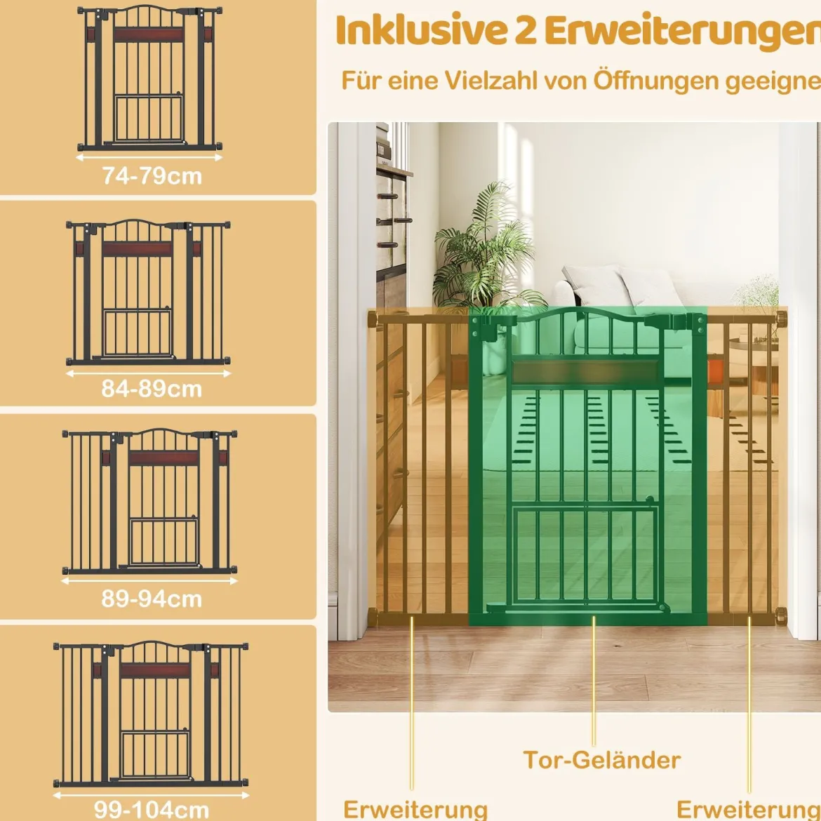 Hunde Türschutzgitter Türgitter ohne Bohren Schutzgitter mit Kleiner Tür Hundegitter Schwarz