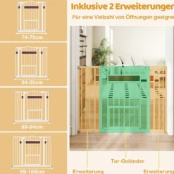 Hunde Türschutzgitter Türgitter ohne Bohren Schutzgitter mit Kleiner Tür Hundegitter Weiß