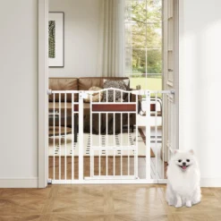 Hunde Türschutzgitter Türgitter ohne Bohren Schutzgitter mit Kleiner Tür Hundegitter Weiß