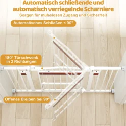 Hunde Türschutzgitter Türgitter ohne Bohren Schutzgitter mit Kleiner Tür Hundegitter Weiß