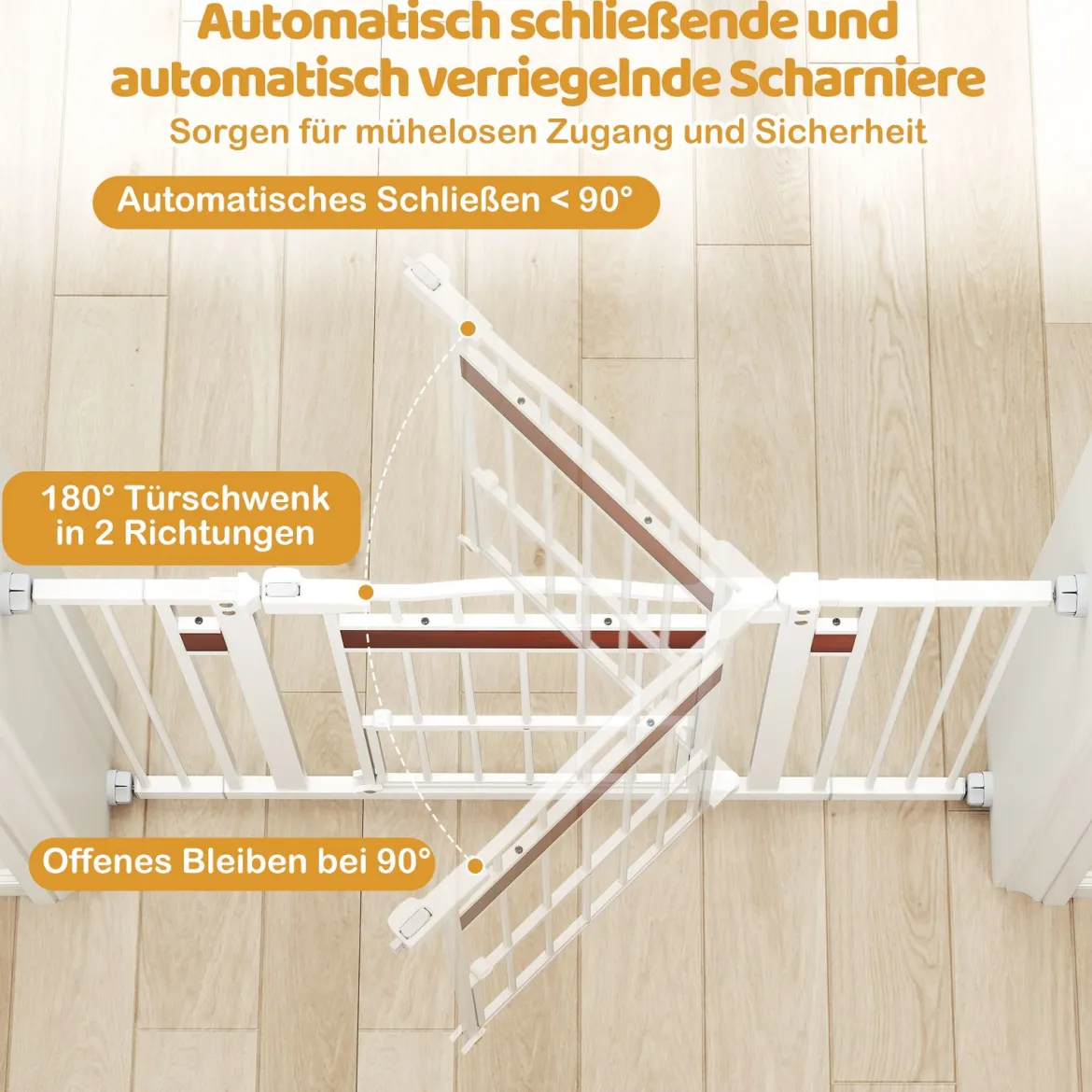 Hunde Türschutzgitter Türgitter ohne Bohren Schutzgitter mit Kleiner Tür Hundegitter Weiß