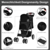 Hundewagen Haustiere Buggy bis 15kg Hundebuggy Katzenbuggy für kleine Hunde Katzen Schwarz