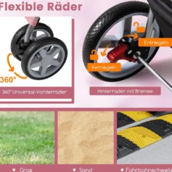 Hundewagen mit Netzfenstern & Getränkehalter & Anhänger Haustiere Buggy bis 15kg
