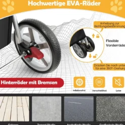 Hundewagen mit Netzfenstern & Getränkehalter & Anhänger Haustiere Buggy bis 15kg