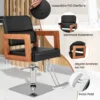 Hydraulischer Friseurstuhl Salonstuhl für Friseur mit 360-Grad-Drehung 87 x 60 x 95-110 cm Schwarz