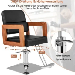 Hydraulischer Friseurstuhl Salonstuhl für Friseur mit 360-Grad-Drehung 87 x 60 x 95-110 cm Schwarz