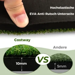 3-in-1-Abschlagmatte für Golf mit Kunstrasen 2 Golf-Tees 2 Ausrichtungsstäben & 6 vorgebohrten Abschlaglöchern 152 x 117 cm