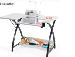 2 in 1 Arbeitstisch und Nähtisch Mehrzwecktisch Computertisch Schreibtisch Nähmaschinenplattform 116,5 x 59,5 x 76 cm