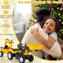 3-in-1-Aufsitzbagger für Kinder Bulldozer mit 6 Rädern 178 x 42 x 60 cm Gelb