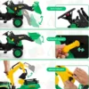 3-in-1-Aufsitzbagger für Kinder Bulldozer mit 6 Rädern 178 x 42 x 60 cm Grün